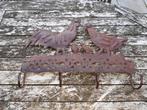 Plaque métal de 4 crochets motif poules, Enlèvement, Comme neuf, Métal, Crochets muraux