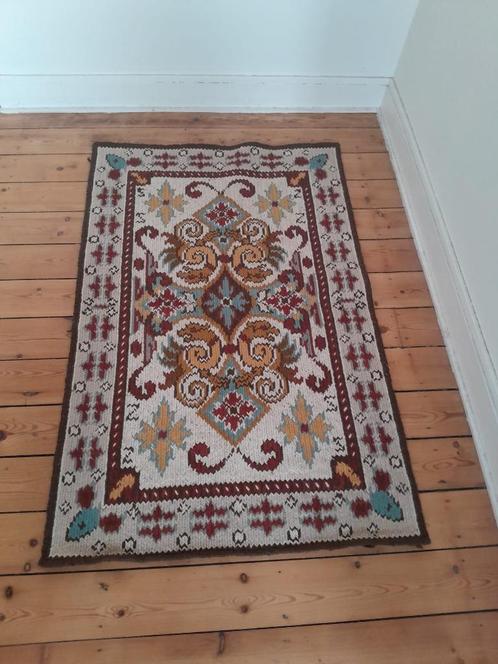 Retro/bohemien handgeweven vloerkleed — geometrische patrone, Huis en Inrichting, Stoffering | Tapijten en Vloerkleden, Gebruikt