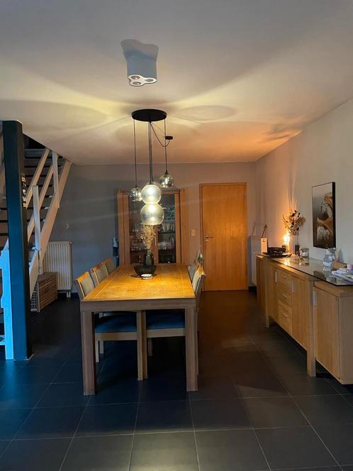 Eiken tafel + 6 stoelen + barkast te koop, Huis en Inrichting, Tafels | Eettafels, Gebruikt, Ophalen