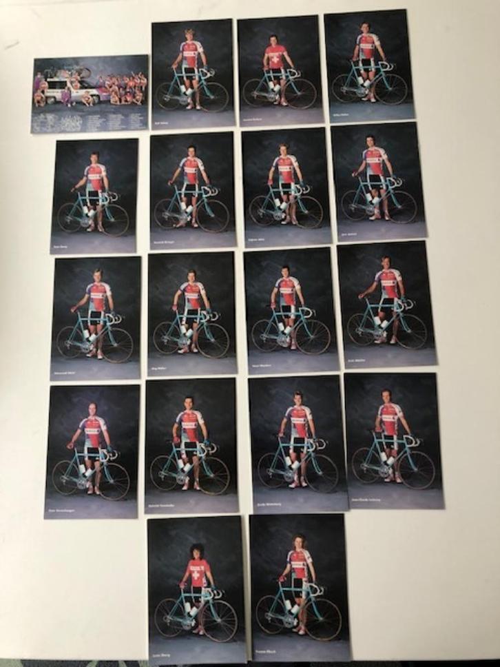 18 wielerprenten Helvetia-La Suisse ploeg 1991, Verzamelen, Foto's en Prenten, Zo goed als nieuw, Ophalen of Verzenden