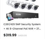 5 MP beveiligingssysteem + 4K 8-kanaals PoE NVR + 1 TB hard, Audio, Tv en Foto, Videobewaking, Ophalen of Verzenden, Zo goed als nieuw
