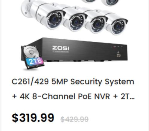 5 MP beveiligingssysteem + 4K 8-kanaals PoE NVR + 1 TB hard, Audio, Tv en Foto, Videobewaking, Zo goed als nieuw, Buitencamera