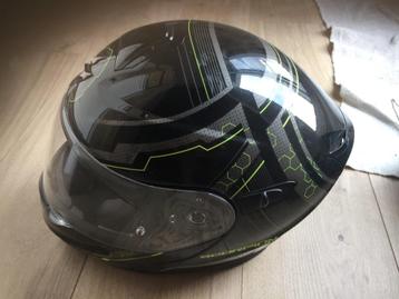 Motorhelm man zwart met gele fluo scorpion exo, Autres marques, Seconde main, Enlèvement ou Envoi, Casque intégral