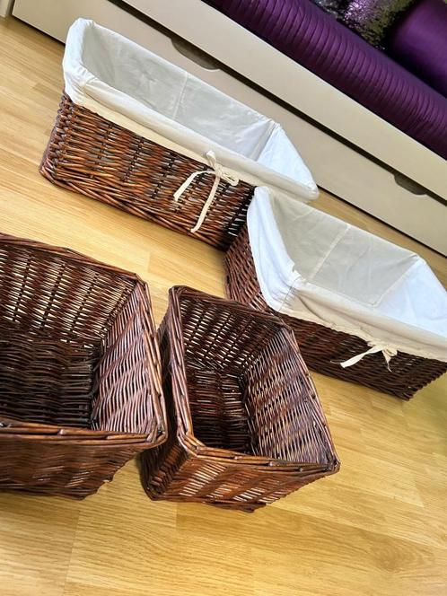 Rieten opbergmanden set 4 stuks, Huis en Inrichting, Woonaccessoires | Schalen en Manden, Zo goed als nieuw, Mand, Rechthoekig
