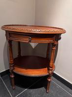 Klassiek ovaal houten bijzettafeltje met lade en onderblad, Ophalen