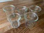 Set van 5 oude glazen potten, Huis en Inrichting, Glas, Glas of Glazen, Effen, Zo goed als nieuw