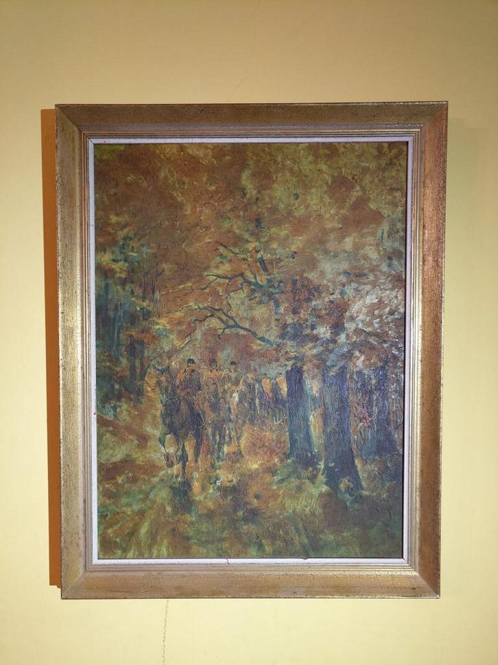 Alfred Lier Schilderij „Hunting Cortège”, Antiek en Kunst, Kunst | Schilderijen | Klassiek, Ophalen