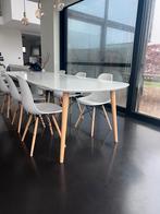 Witte eettafel met 6 stoelen, Ophalen, Gebruikt