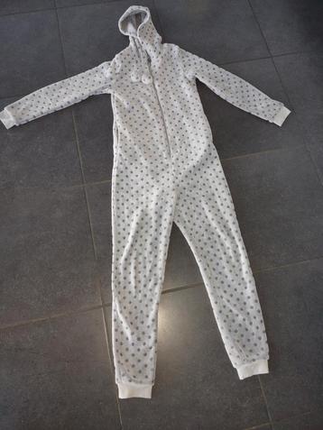 Beige onesie met kap - maat 164