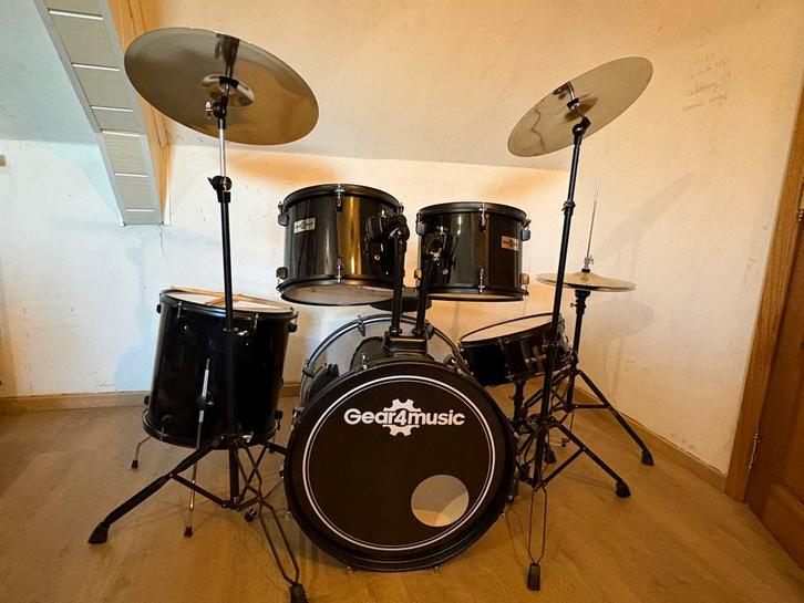 Kit de batterie pour débutants Gear4music noir, Musique & Instruments, Batteries & Percussions, Comme neuf, Enlèvement