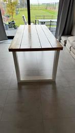 Grote houten eettafel - 2,20 m x 90, Ophalen, Gebruikt