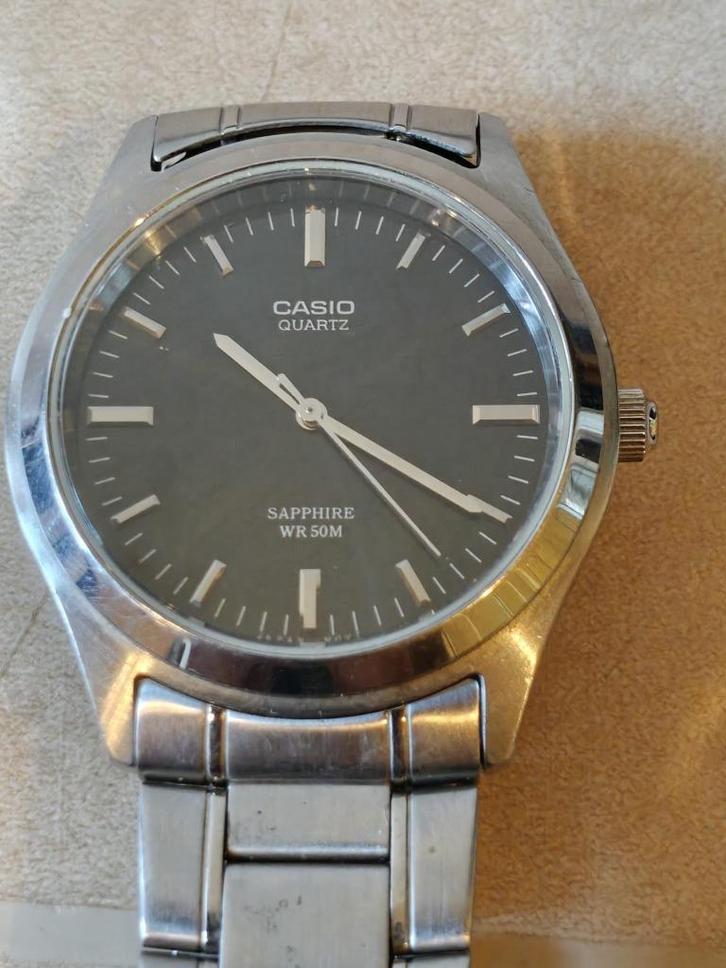 Casio MTP-1200 Quartz Sapphire WR 50M – goede staat, Handtassen en Accessoires, Horloges | Heren, Gebruikt, Polshorloge, Casio