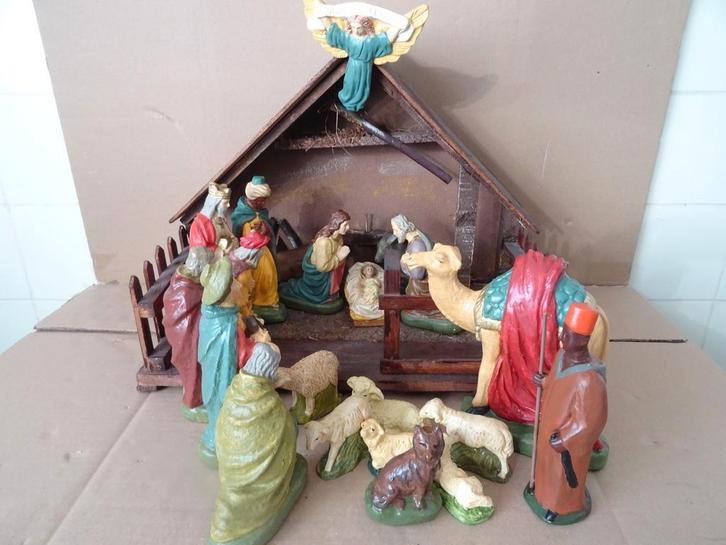 Groupe de Noël ancien et crèche de Noël Récupérer 119e, Divers, Noël, Comme neuf, Enlèvement ou Envoi