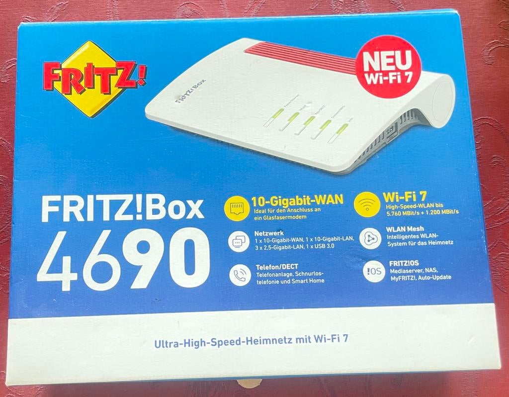 Fritzbox 4690 WI-FI 7-modem, Computers en Software, Netwerk switches, Zo goed als nieuw, Ophalen of Verzenden