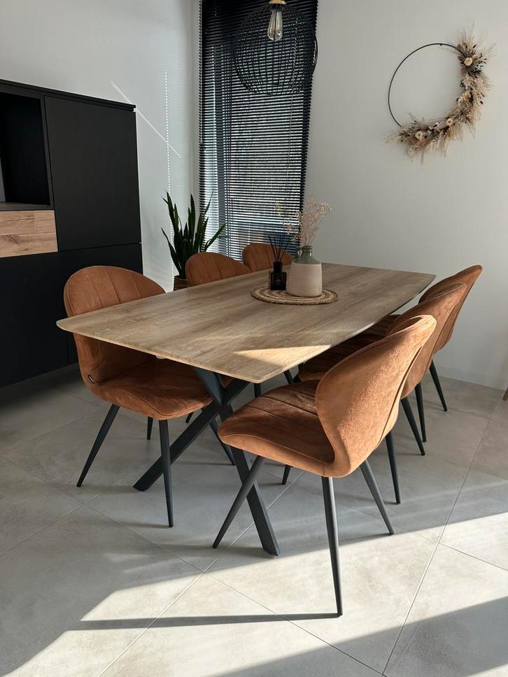 Eetkamer set met 6 stoelen, Maison & Meubles, Tables | Tables à manger, Comme neuf, Cinq personnes ou plus, Enlèvement