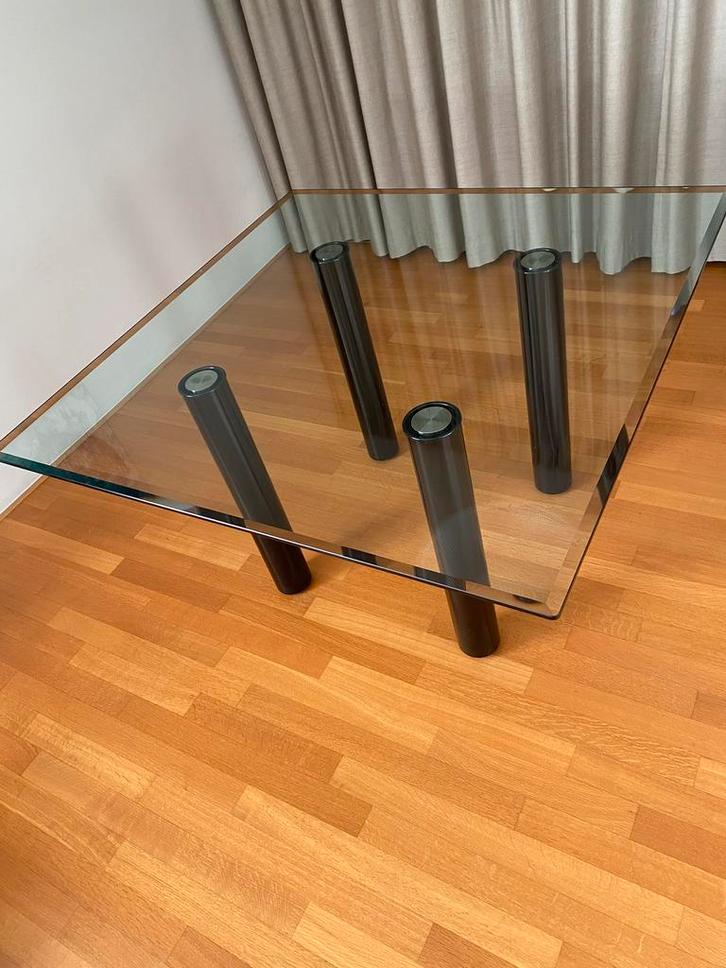 Glazen design (Brentano) eettafel, Huis en Inrichting, Tafels | Eettafels, Gebruikt, Vierkant, Glas, Ophalen