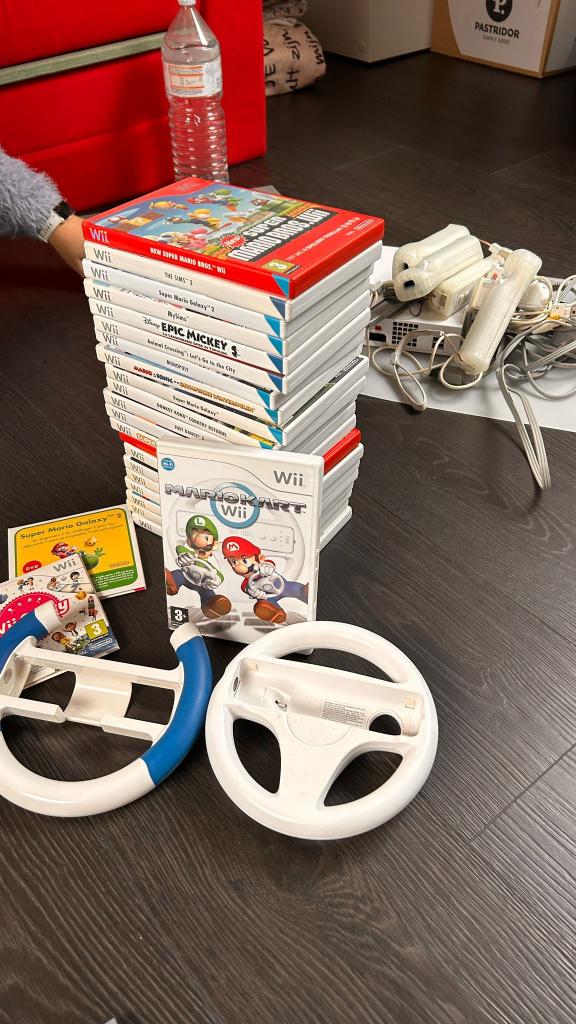 Nintendo Wii set met games, Ophalen, Gebruikt, Met 3 controllers of meer, Met stuurtje