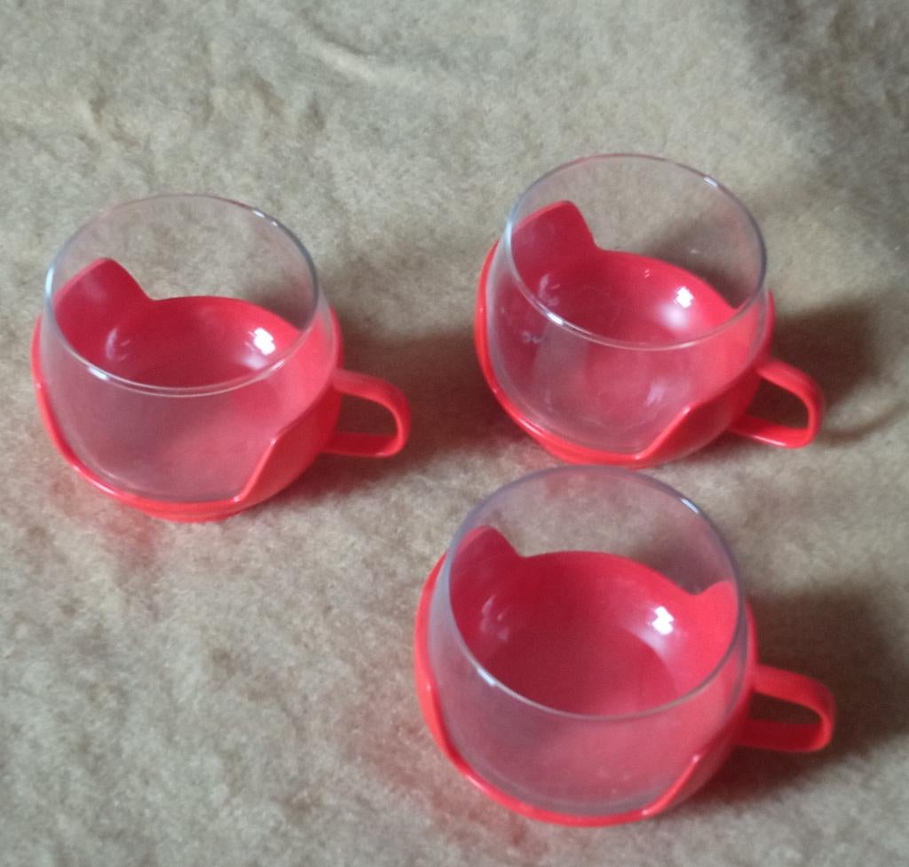 3 tasses vintage, Uni, Comme neuf, Verre, Enlèvement