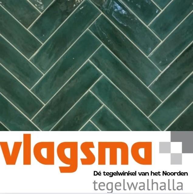 Groene handvormtegels opal emerald glans 7,5x30 cm, Doe-het-zelf en Bouw, Tegels, Nieuw, Wandtegels, Keramiek, 20 tot 40 cm, Minder dan 20 cm