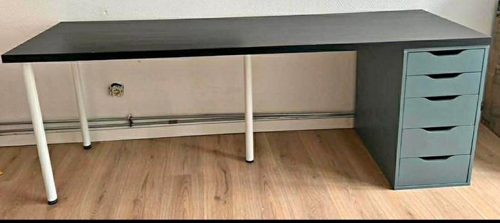 Bureau IKEA 200x60 avec caisson tiroirs, Maison & Meubles, Bureaux, Comme neuf, Enlèvement