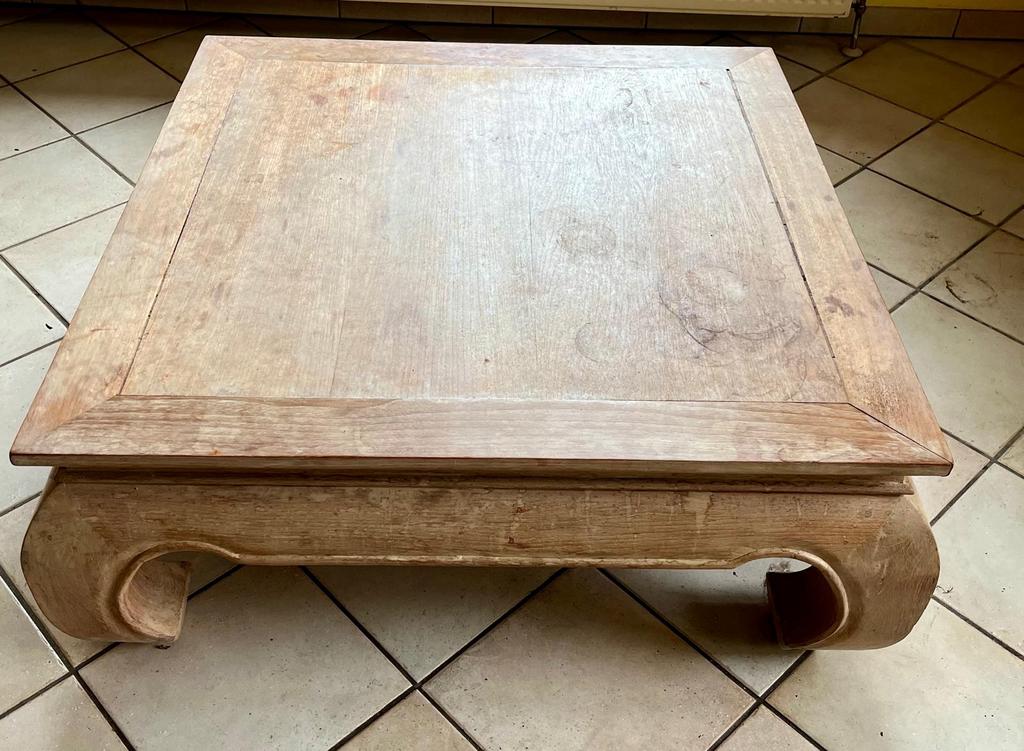Table basse en bois exotique, Maison & Meubles, Enlèvement, Utilisé, Carré, Autres essences de bois