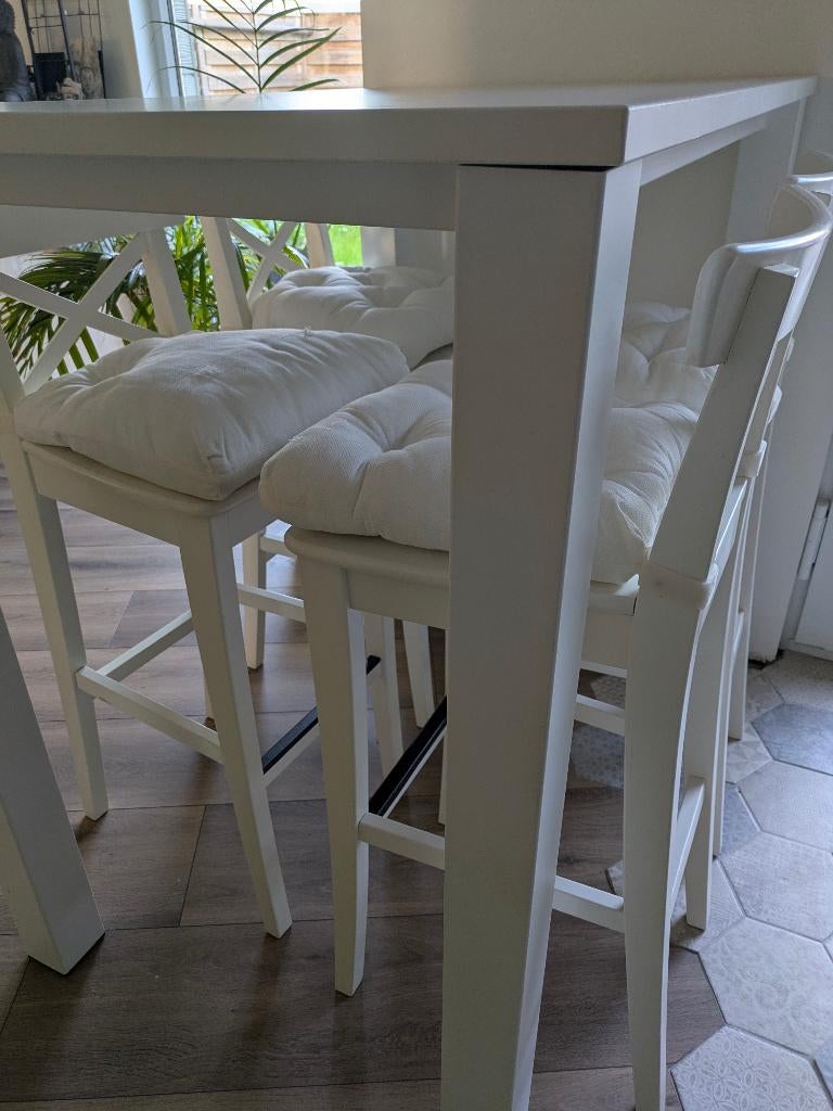 table de cuisine avec chaises, 100 à 150 cm, Quatre personnes, Wit, Comme neuf