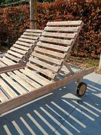 Ligbedden teak, Tuin en Terras, Ligbedden, Ophalen, Gebruikt, Teakhout, Verstelbaar