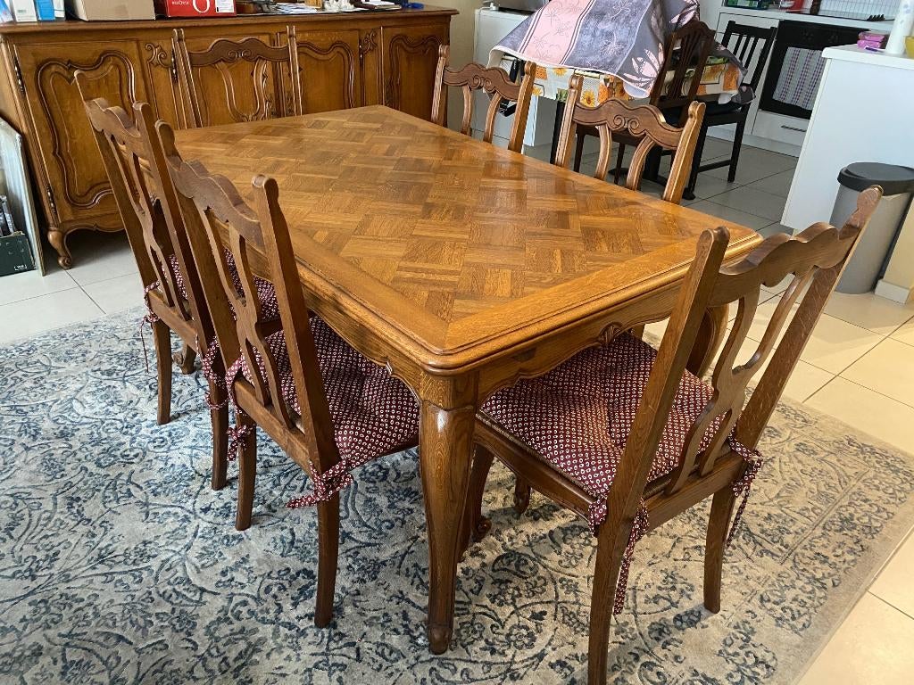 EETKAMER IN MASSIEF EIK, Huis en Inrichting, Complete eetkamers, Gebruikt, 6 tot 8 stoelen, Ophalen