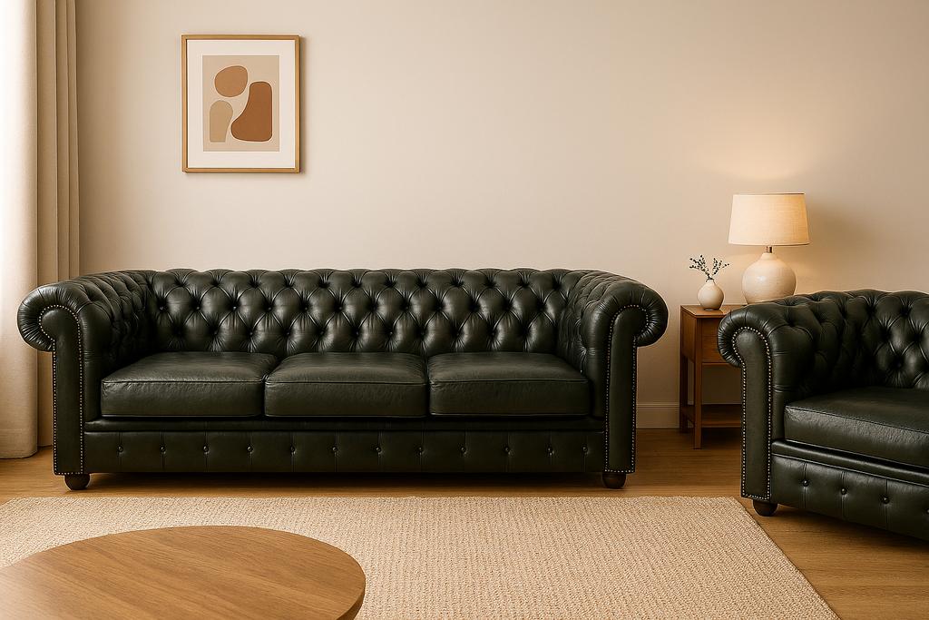 Canapé Chesterfield vintage authentique — années 1950, Antiquités & Art, Enlèvement