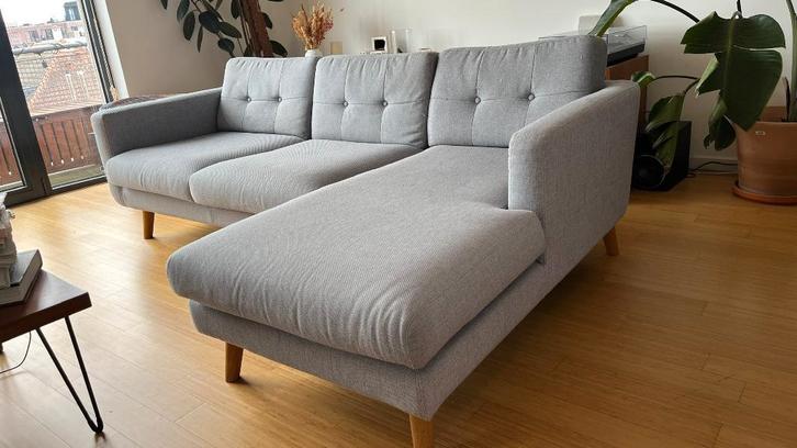 SOFACOMPANY Nelson, L-vormige, lichtgrijze zetel, Huis en Inrichting, Zetels | Zetels en Chaises Longues, Gebruikt, Driepersoons