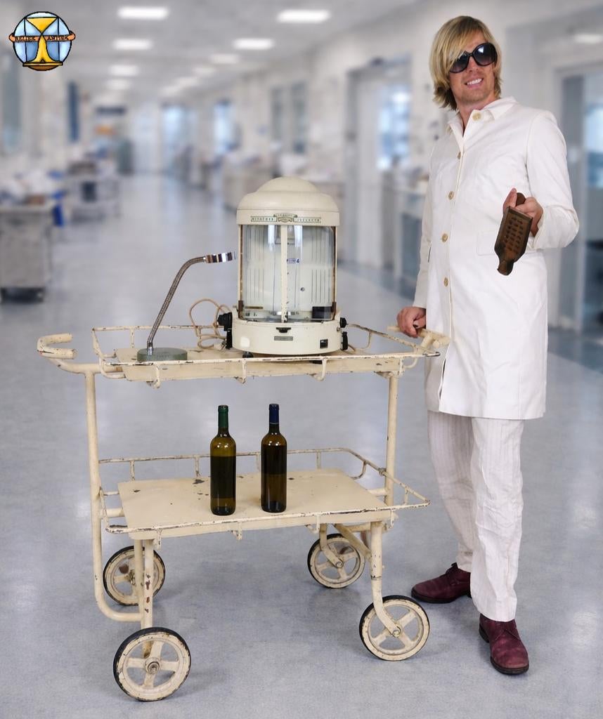 Grand chariot d'hôpital en métal vintage, voiture de soins i, Enlèvement ou Envoi