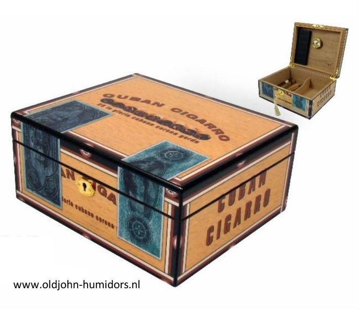 MERK HUMIDOR "CUBAN CIGARRO" PIANOLAK  DARK HIGH POLISH  h62, Verzamelen, Rookartikelen, Aanstekers en Luciferdoosjes, Nieuw, Tabaksdoos of Verpakking