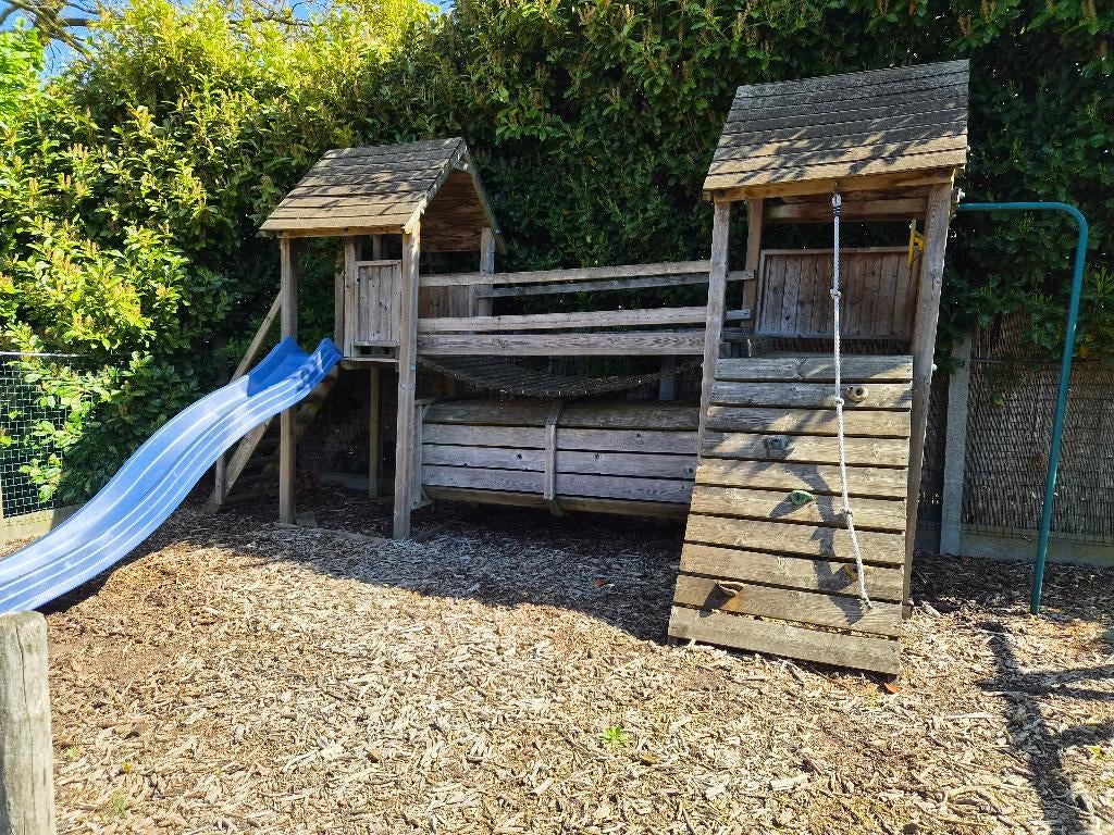 Houten speeltuig met extra dubbele schommel, Ophalen, Gebruikt, Schommel