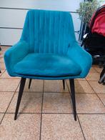 Set 4 stevige groene  eetkamerstoelen in groene suede, Ophalen