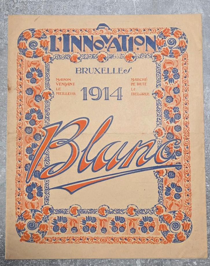 1914+L'innovation+Catalogue+Art nouveau+Belgicana, Collections, Marques & Objets publicitaires, Comme neuf, Autres types, Enlèvement