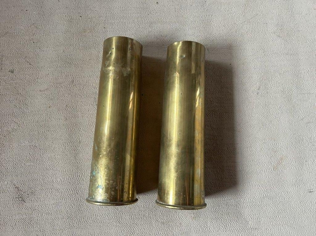 wo1 - 5,7cm Belgische Nordenfeldt hulzen - LEEG, Collections, Objets militaires | Général, Enlèvement ou Envoi, Armée de terre