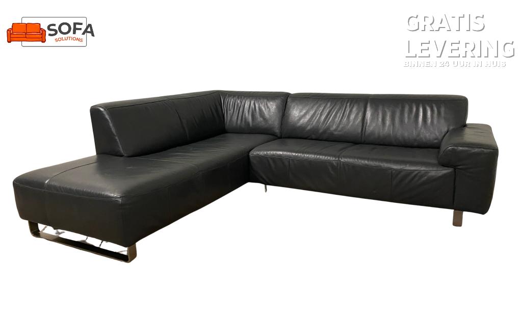 Siège d'angle en cuir véritable noir anthracite, Maison & Meubles, Canapés | Coins salons complets, Comme neuf, Cuir, Enlèvement ou Envoi