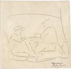 Douwe v. d. Zweep tekening "Schaftende Arbeiders" met verso, Antiquités & Art, Art | Dessins & Photographie, Enlèvement