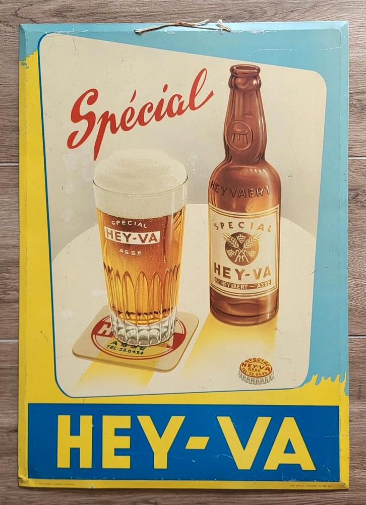 Blikken reclamebord Hey-Va., Verzamelen, Merken en Reclamevoorwerpen, Reclamebord, Ophalen of Verzenden