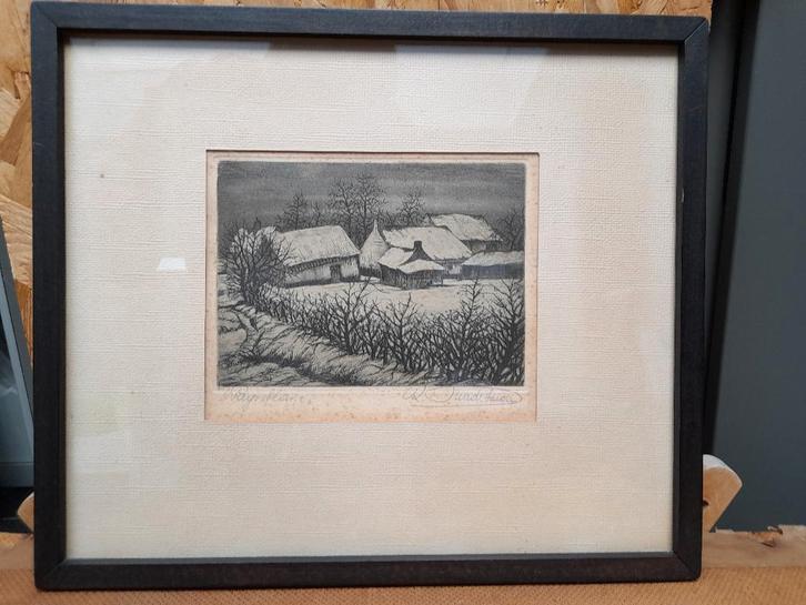 Ets, Pays Blanche, R Van De Sannde, Antiek en Kunst, Kunst | Etsen en Gravures, Ophalen of Verzenden