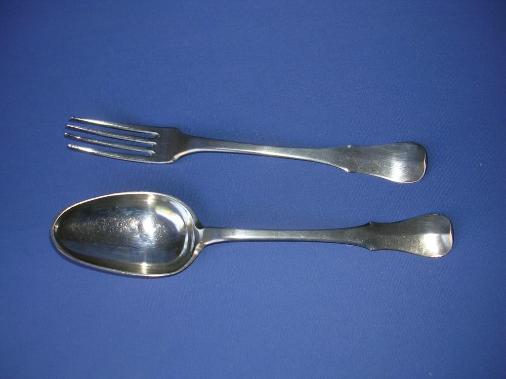 Cuillère et fourchette en argent marquées très anciennes, Antiquités & Art, Enlèvement ou Envoi