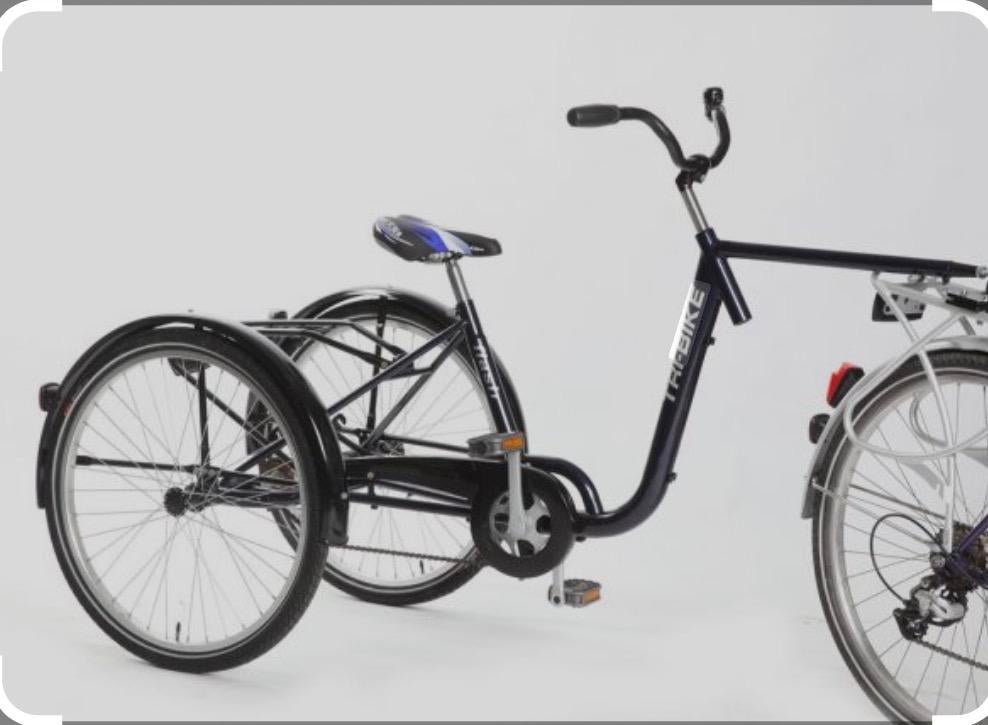 drie-wieler aanhangfiets of trailer bike van Tribike, Ophalen, Gebruikt