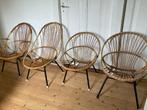 Vintage Rohe Noordwolde rotan stoelen - 4 stuks - tuinset, Ophalen, Bruin, Metaal, Vier