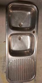 Dubbele afwasbak inox, Huis en Inrichting, Keuken | Keukenelementen, Ophalen, Gebruikt, 100 tot 150 cm, Minder dan 25 cm