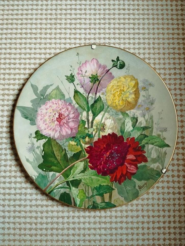 Antiek wandbord - Gesigneerd Narcisse Vivien, Antiek en Kunst, Antiek | Wandborden en Tegels, Ophalen