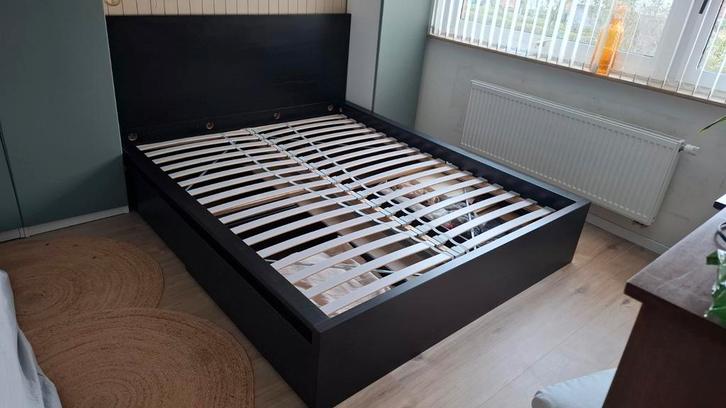 Bed Ikea MALM  160 x 200 cm, Huis en Inrichting, Slaapkamer | Bedden, Nieuw, Tweepersoons, 160 cm, 200 cm, Hout, Zwart, Ophalen