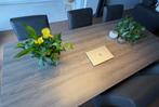 Strakke eettafel in houtlook – ruim en robuust, Ophalen, Gebruikt, 200 cm of meer, 50 tot 100 cm
