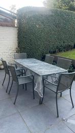 Table extérieur avec 6 chaises, Jardin & Terrasse, Table à dinner, Aluminium, Enlèvement, Utilisé