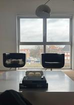 Vintage zwarte draaiende fauteuils met chroom poot, Huis en Inrichting, Ophalen