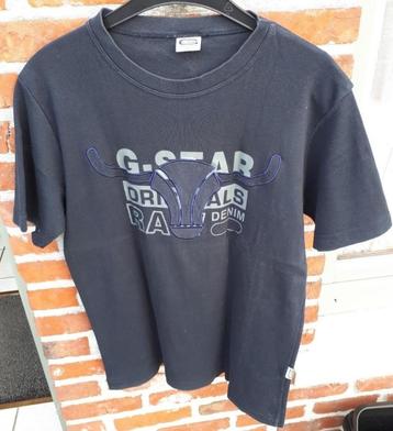G-Star Raw Denim Heren tshirt KM-navyblauw-maat S-print beschikbaar voor biedingen